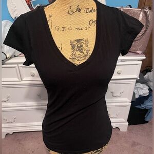 Black tight fitting t-shirt